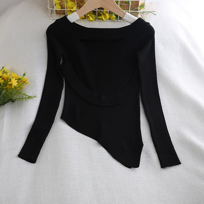 Aszimmetrikus, hosszú ujjú női blúz