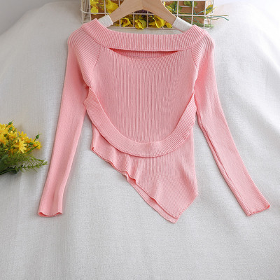 Aszimmetrikus, hosszú ujjú női blúz