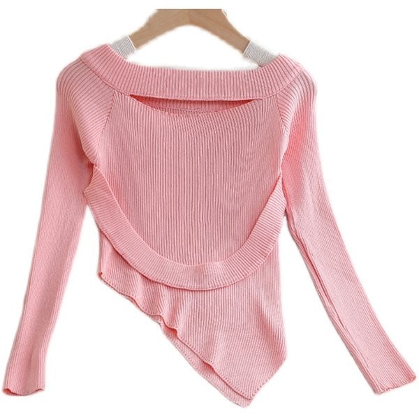 Aszimmetrikus, hosszú ujjú női blúz