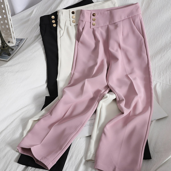 Модерен панталон с копчета и висока талия