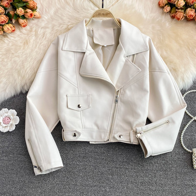 Női műbőr kabát és cipzár