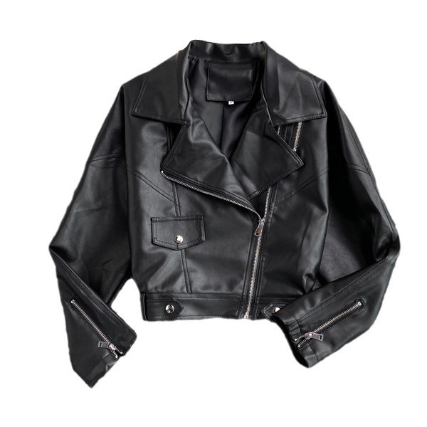 Női műbőr kabát és cipzár