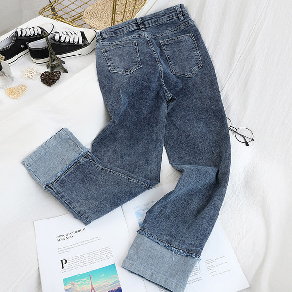 Női farmer gombos, magas derekú