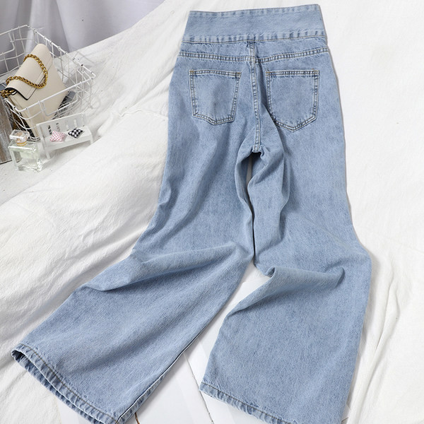 Alkalmi farmernadrág gombokkal és zsebekkel - nőknek