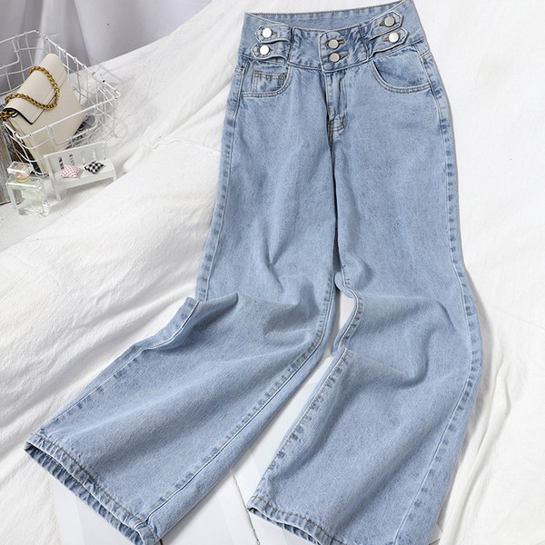 Alkalmi farmernadrág gombokkal és zsebekkel - nőknek