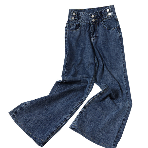 Alkalmi farmernadrág gombokkal és zsebekkel - nőknek