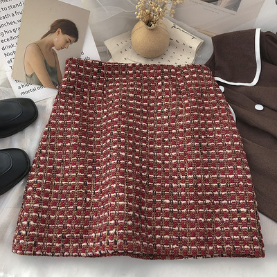 Γυναικεία φούστα tweed με υψηλή μέση