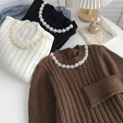 Γυναικείο πουλόβερ με λουράκι από πέρλες