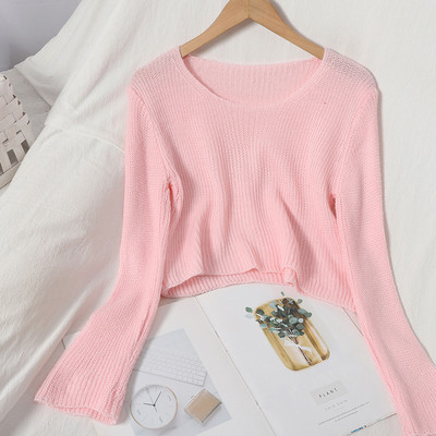 Női sima blúz O-nyakkal