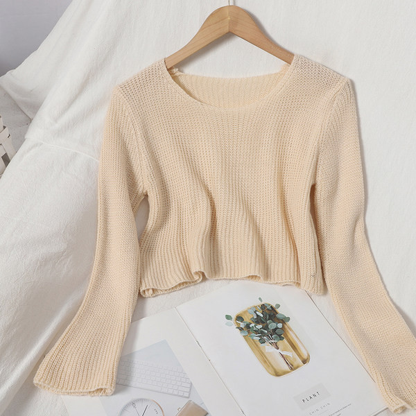 Női sima blúz O-nyakkal