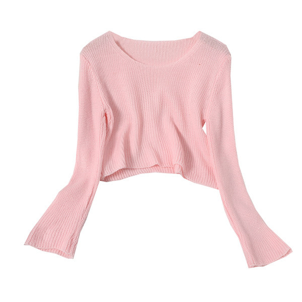 Női sima blúz O-nyakkal