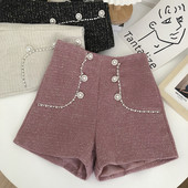 Къси дамски панталони  декорация перли и камъни