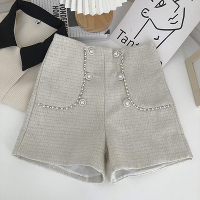 Къси дамски панталони  декорация перли и камъни