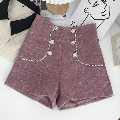 Къси дамски панталони  декорация перли и камъни