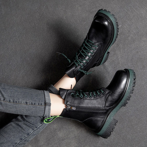 Öko bőrből készült modern csizma fűzős nők számára