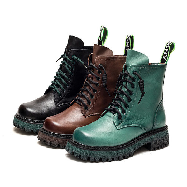 Öko bőrből készült modern csizma fűzős nők számára