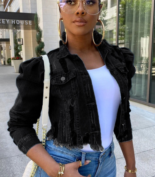 Női modern rövid farmerdzseki gombokkal