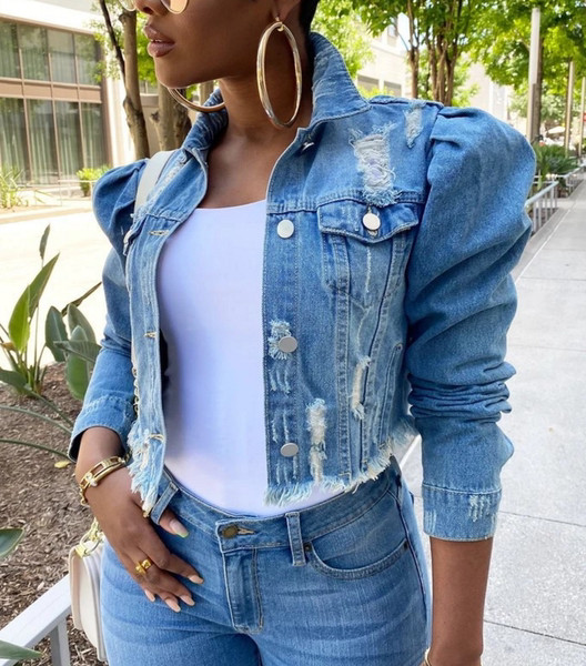 Női modern rövid farmerdzseki gombokkal