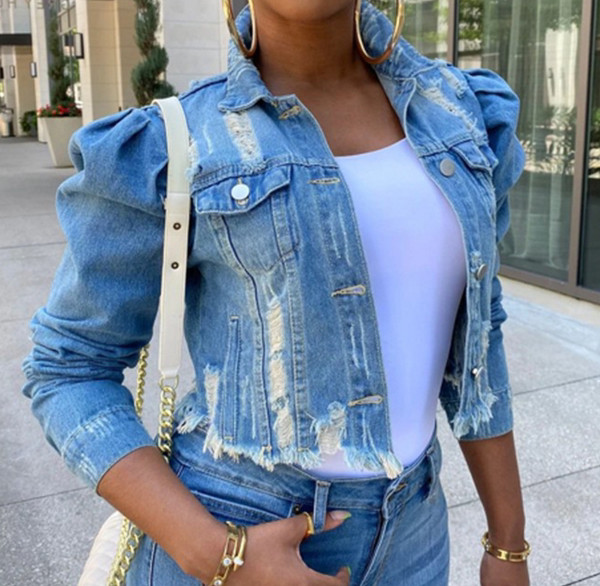 Női modern rövid farmerdzseki gombokkal