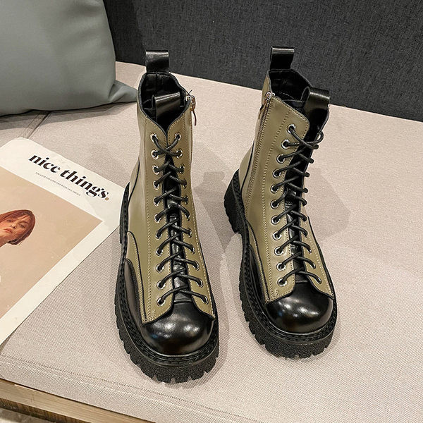 Elegantne ženske čizme s vezicama i grubim potplatom