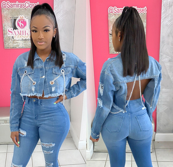 Női aktuális rövid farmerdzseki fém elemekkel