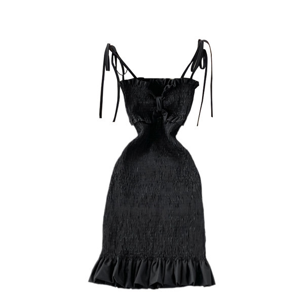 Női ruha rugalmas derékkal és vékony pántokkal