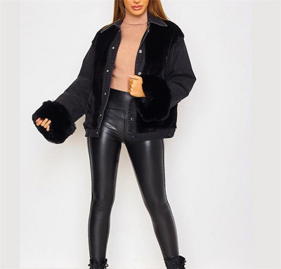 Modern női farmerdzseki széles modell pehelyes