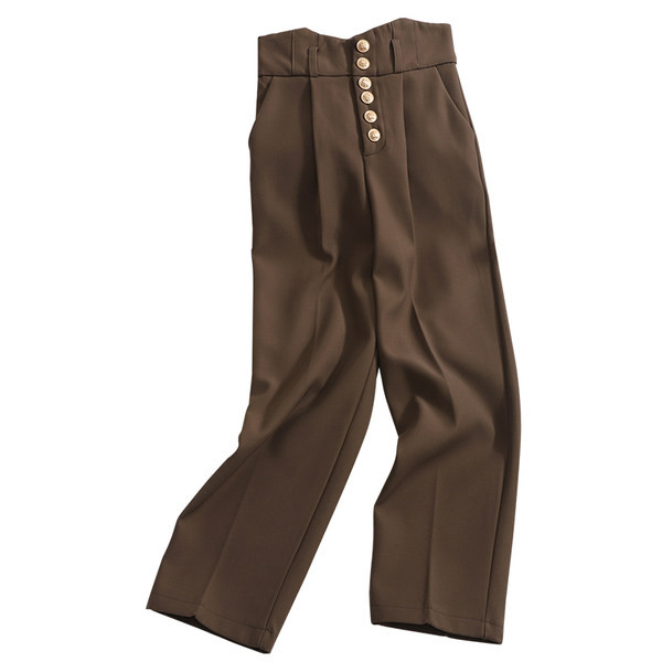 Modern női nadrág gombokkal, magas derékkal