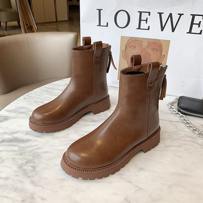 Cizme de dama toamna-iarna din piele ecologica cu fermoar