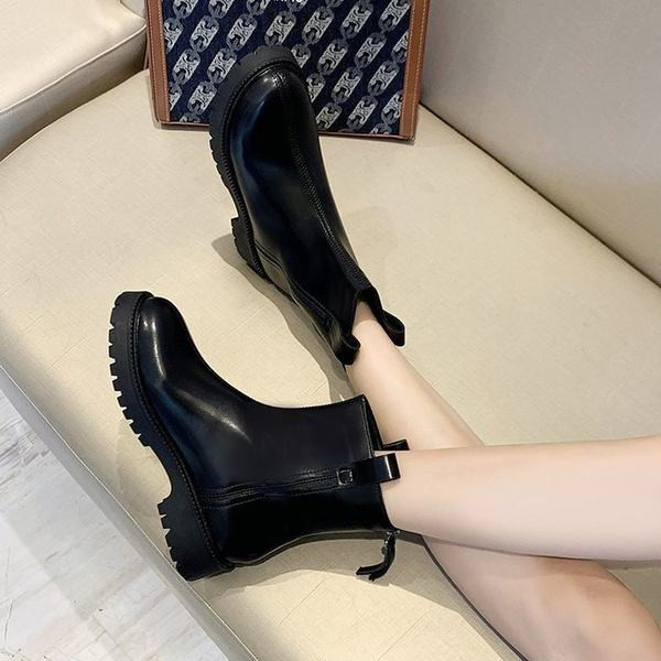 Cizme de dama toamna-iarna din piele ecologica cu fermoar