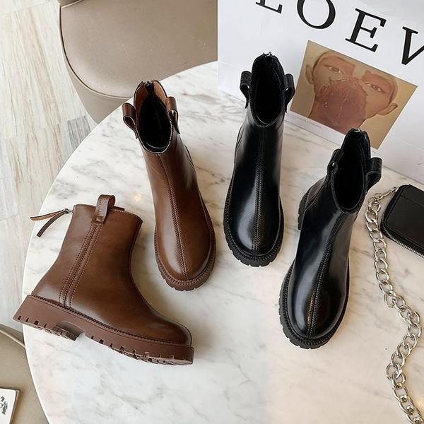 Cizme de dama toamna-iarna din piele ecologica cu fermoar