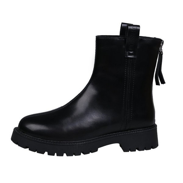 Cizme de dama toamna-iarna din piele ecologica cu fermoar