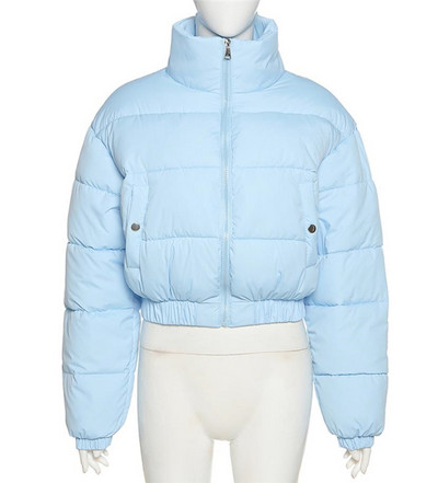 Női modern rövid kabát széles modell cipzárral