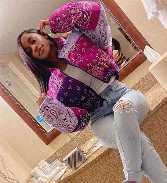 Modern női rövid kabát mintával és cipzárral