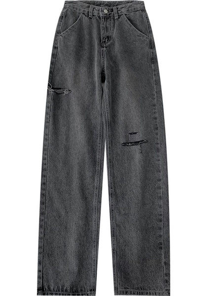 Széles farmer szakadt motívumokkal, magas derékkal