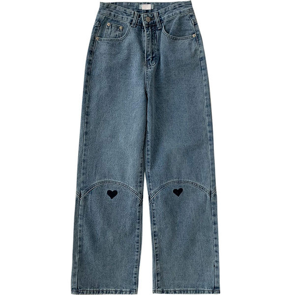 Naiste tikandiga teksapüksid kõrge vöökohaga mudeliga