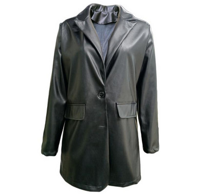 Moodne naiste pikk nahktagi vöö ja spitsikaelusega