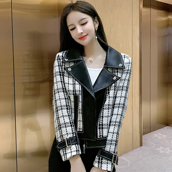 Modern női bőrkabát cipzárral és gombokkal