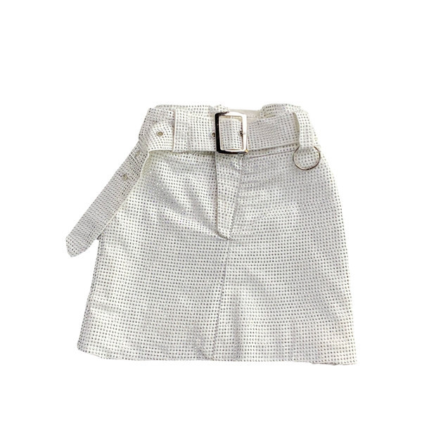 Naujo modelio moteriškas trumpas sijonas su dirželiu ir aukštu juosmeniu