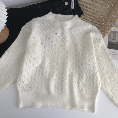 Naiste O-kaelusega kootud kampsun