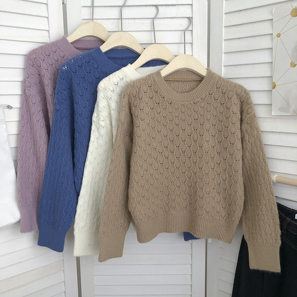 Naiste O-kaelusega kootud kampsun