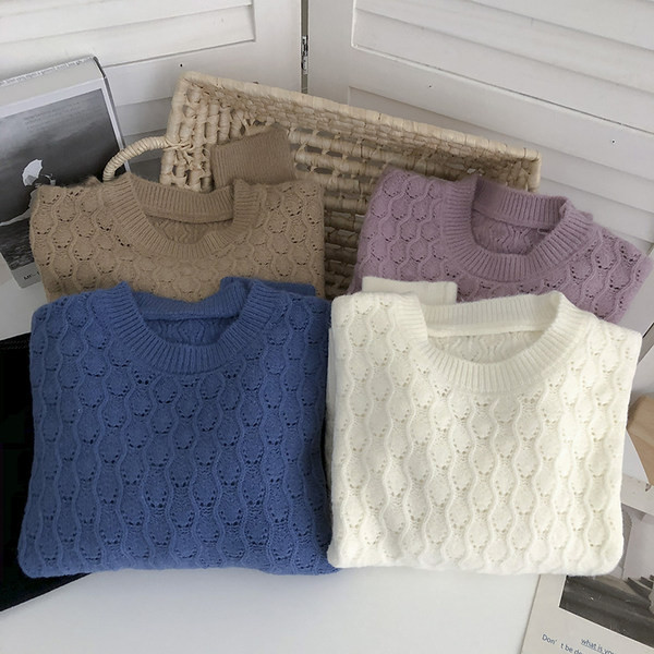 Naiste O-kaelusega kootud kampsun