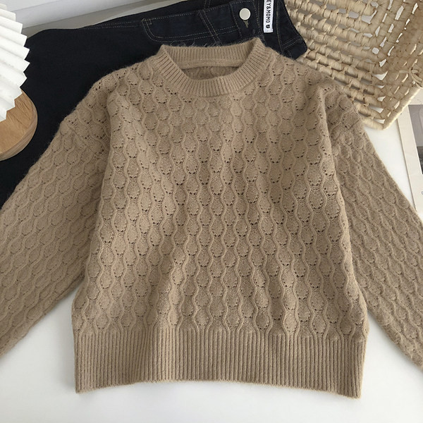 Naiste O-kaelusega kootud kampsun