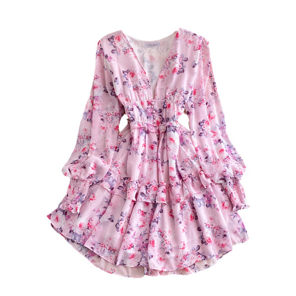 Modernus moteriškas su špicine iškirpte ir gėlių raštu