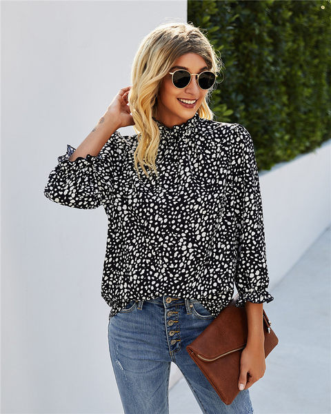 Moteriški marškiniai aukšta apykakle – keturių spalvų