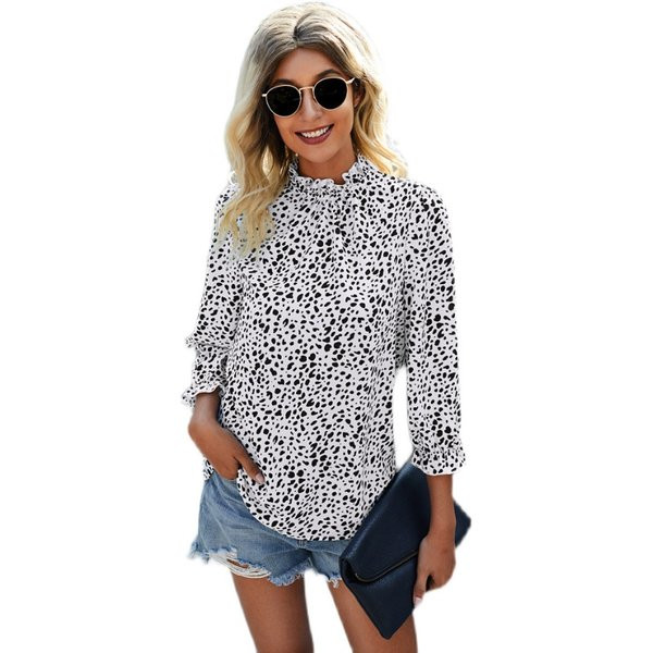 Moteriški marškiniai aukšta apykakle – keturių spalvų