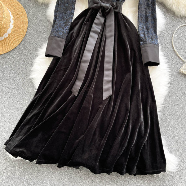 Rochie de dama cu cravate in talie - culoare neagra