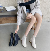 Cizme casual cu fermoar frontal si toc pentru femei