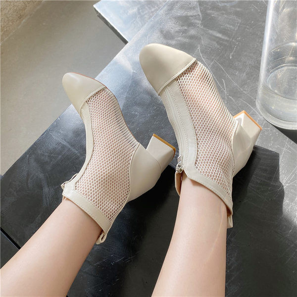 Cizme casual cu fermoar frontal si toc pentru femei