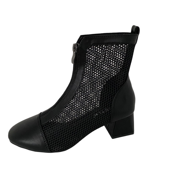 Cizme casual cu fermoar frontal si toc pentru femei